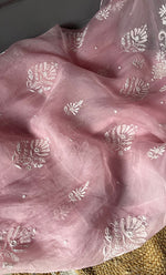 Load image into Gallery viewer, Women&#39;s Lakhnavi Handcrafted Pure Organza Chikankari Semi - stitched Kurta And Dupatta Set- HONC0307953

