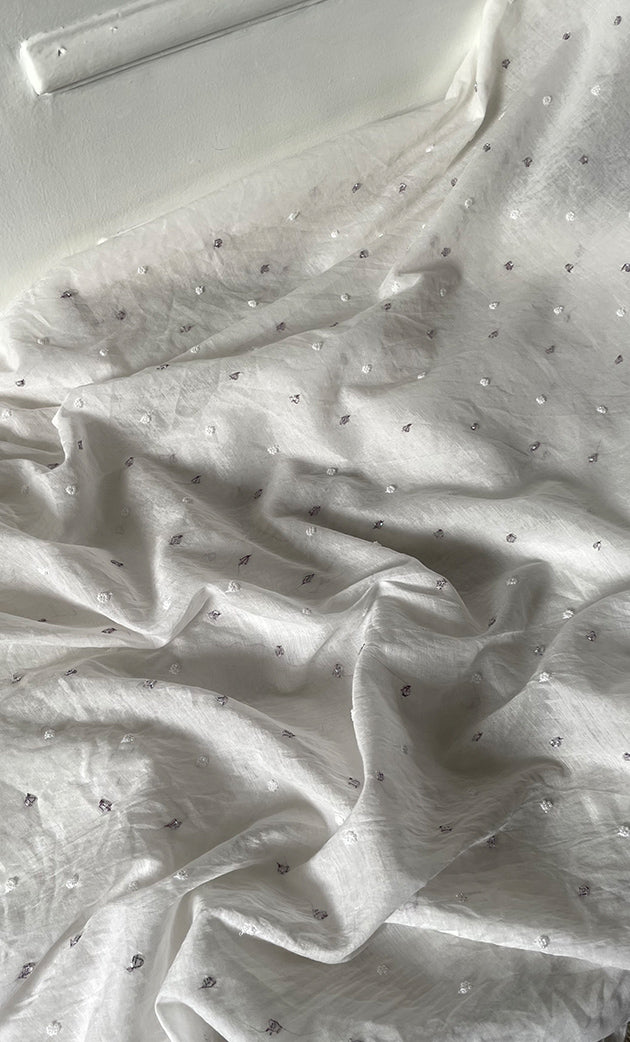 Amisha Women's Lakhnavi Handcrafted Mul Chanderi Unstitched Kurta And Dupatta Set - HONC0319464