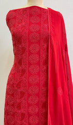 Load image into Gallery viewer, Women&#39;s Lakhnavi Handcrafted Viscose Georgette Chikankari Full Suit Material - HONC0155150