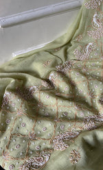 将图像加载到图库查看器中， Women&#39;s Lakhnavi Handcrafted Mul Chanderi Unstitched Kurta And Dupatta Set - HONC0302264

