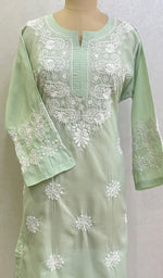 Load image into Gallery viewer, Women&#39;s Lucknowi Handcrafted Cotton Chikankari Kurti- HONC0148372