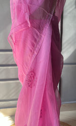 将图像加载到图库查看器中， Women&#39;s Lucknowi Handcrafted Pure Organza Silk Chikankari Saree - HONC0270898
