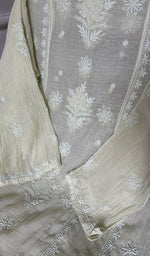 Load image into Gallery viewer, Women's Lakhnavi Handcrafted Mul Chanderi Semi - Stitchd Kurta And Dupatta Set - HONC0344313