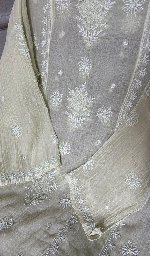 Women's Lakhnavi Handcrafted Mul Chanderi Semi - Stitchd Kurta And Dupatta Set - HONC0344313
