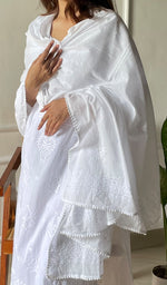 Load image into Gallery viewer, Women&#39;s Lucknowi Handcrafted Cotton Chikankari Dupatta - HONC0302712
