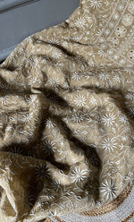 将图像加载到图库查看器中， Women&#39;s Lakhnavi Handcrafted Mul Chanderi Unstitched Kurta And Dupatta Set - HONC0296493
