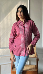 Load image into Gallery viewer, Women&#39;s Lucknowi Handcrafted Slub Cotton Chikankari Top - HONC0299127
