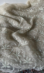 将图像加载到图库查看器中， Women's Lakhnavi Handcrafted Pure Organza Chikankari Unstitched Kurta And Dupatta Set- HONC0319969