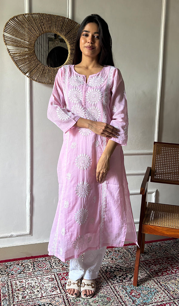 Women's Lakhnavi Handcrafted Kota Cotton Chikankari Kurti - HONC0360454
