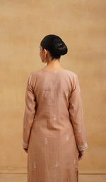 将图像加载到图库查看器中， Women's Lakhnavi Handcrafted Mul Chanderi Chikankari Stitched Kurta, Dupatta And Pant Set - HONC0244565