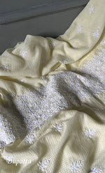 Load image into Gallery viewer, Women&#39;s Lucknowi Handcrafted Kota Cotton Chikankari Unstitched  Kurta And Dupatta Set - HONC0305976
