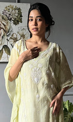 Load image into Gallery viewer, Rabia Women&#39;s Lucknowi Handcrafted Mul chanderi Chikankari Kaftan - HONC0304371
