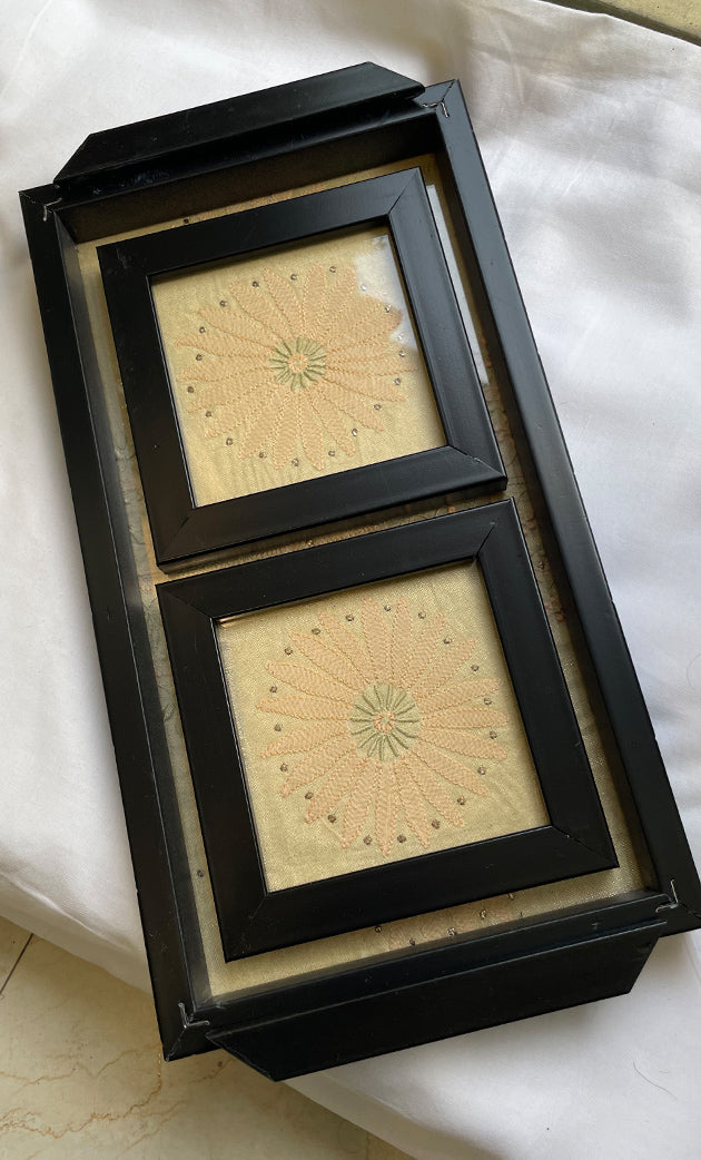 Chikankari Tray with Two Coasters - HONC0269378
