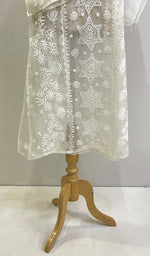 将图像加载到图库查看器中， Lucknowi Handcrafted Pure Organza Silk Chikankari Semi-Stitched Kurti Fabric - HONC0215649
