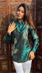 Load image into Gallery viewer, Arohi Women&#39;s Lakhnavi Handcrafted  Pure banglore silk top with fine Chikankari - HONC0261658
