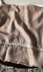 Load image into Gallery viewer, Women's Lakhnavi Handcrafted Unstitched Munga Silk Chikankari Kurta And Dupatta Set- HONC0280937