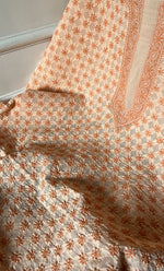 将图像加载到图库查看器中， Lucknowi Handcrafted Cotton Chikankari Unstitched Men's Kurta Fabric - HONC0289827