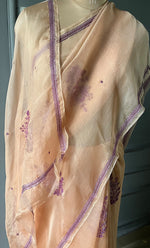Load image into Gallery viewer, Women&#39;s Lucknowi Handcrafted Pure Organza Silk Chikankari Saree - HONC0294409
