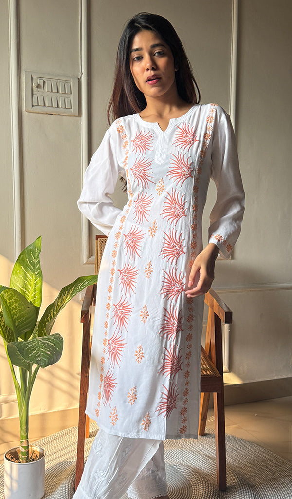 Adeela Women's Lucknowi Handcrafted Crepe Chikankari Kurti- HONC0293377