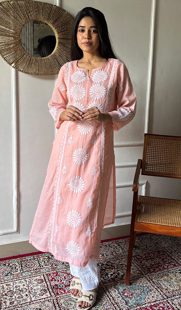Women's Lakhnavi Handcrafted Kota Cotton Chikankari Kurti - HONC03360444