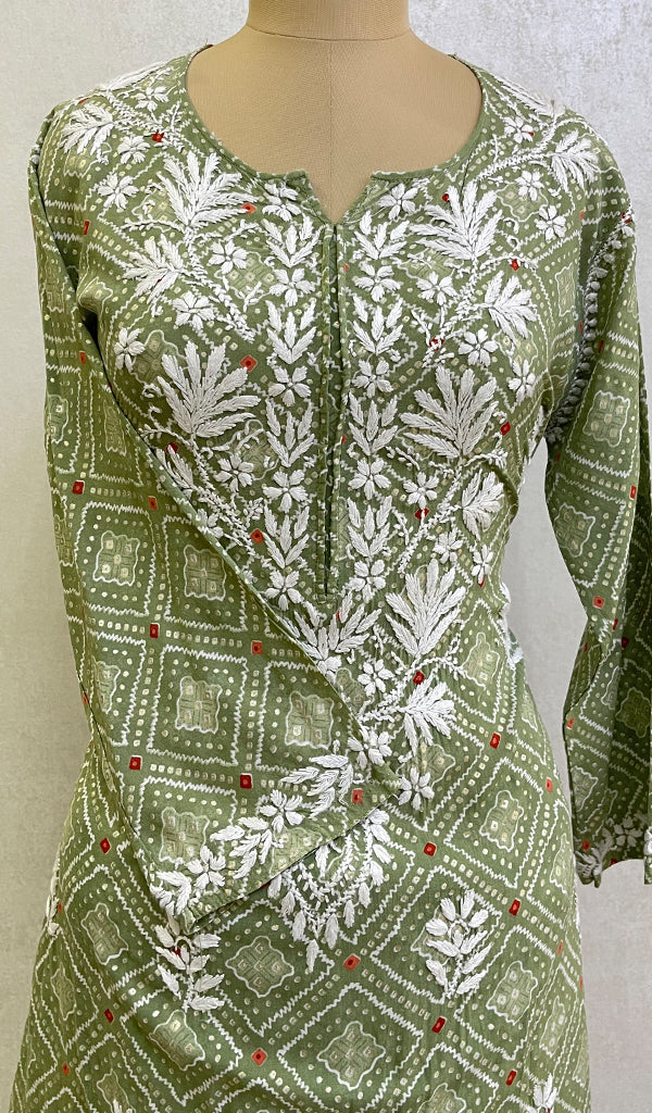 Women's Lakhnavi Handcrafted Cotton Chikankari Kurta And Palazzo Set - HONC0153911