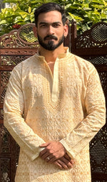 Load image into Gallery viewer, Men&#39;s Lucknowi Handcrafted Cotton Chikankari Kurta - HONC0201002
