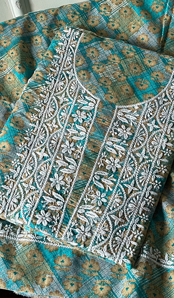 Alveena Women's Lakhnavi Handcrafted Cotton Kurta Dupatta set -   HONC0251562