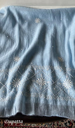 Load image into Gallery viewer, Basma Women's Lucknowi Handcrafted Mul Chanderi Semi - stitched Chikankari Anarkali Full Set - HONC0360090
