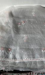 Load image into Gallery viewer, Gulaab Women's Lakhnavi Handcrafted Pure Organza Chikankari Unstitched Kurta And Dupatta Set- HONC0325122