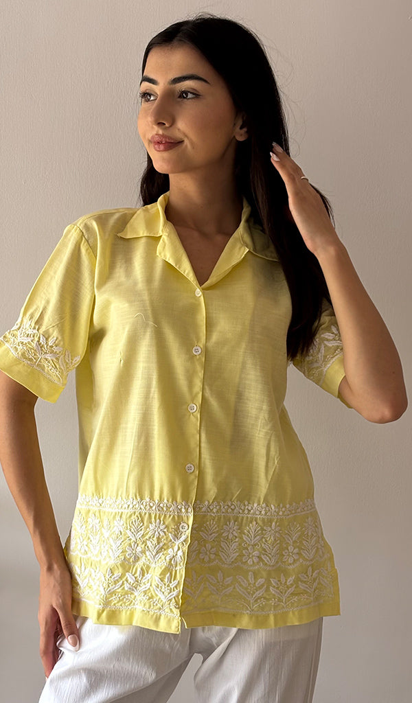 Women's Lakhnavi Handcrafted Cotton Chikankari Top - HONC0376839