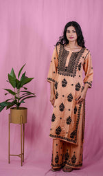 Load image into Gallery viewer, Shifa Women&#39;s Lakhnavi Handcrafted Modal Cotton Chikankari Kurta And Palazzo Set - HONC0205182
