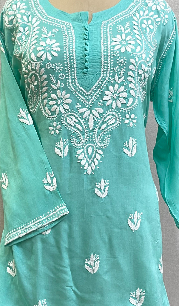 Women's Lakhnavi Handcrafted Modal Cotton Chikankari Top - HONC0220313