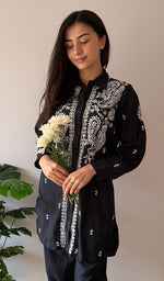 Load image into Gallery viewer, Devanshi Women's Lakhnavi Handcrafted Cotton Chikankari Kurta And Palazzo Set - HONC0358505