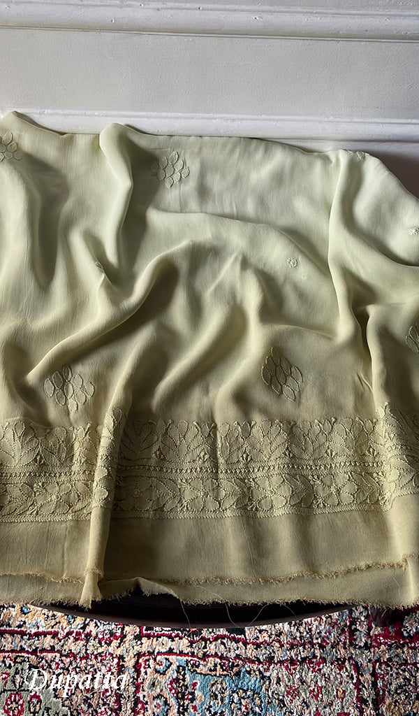 Women's Lakhnavi Handcrafted Viscose Georgette Semi - Stitched Chikankari Anarkali 3pc Set - HONC0358492