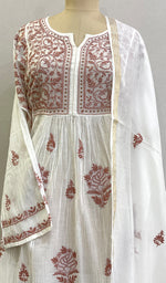 将图像加载到图库查看器中， Women&#39;s Lakhnavi Handcrafted Mul Chanderi Semi - Stitched Kurta And Dupatta Set- HONC0166778
