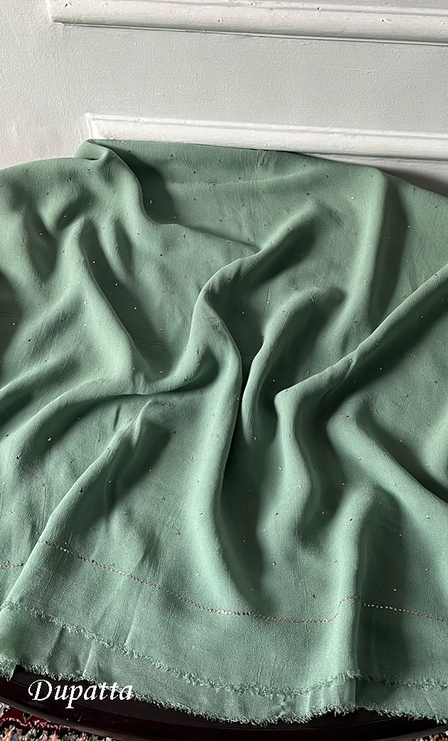 Women's Lucknowi Handcrafted Viscose Georgette Unstitched Chikankari Suit Material - HONC0336848