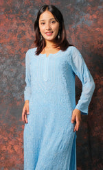 Load image into Gallery viewer, Fareeha Women&#39;s Lakhnavi Handcrafted Viscose Georgette Chikankari Kurti - HONC0318837
