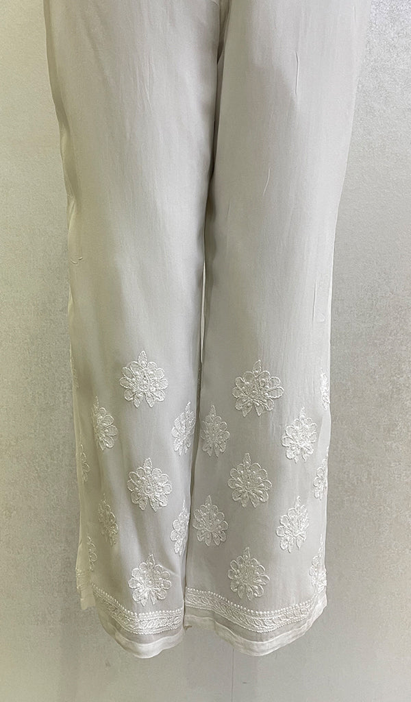 Women's Lucknowi Handcrafted Viscose Georgette Chikankari Palazzo - HONC092040