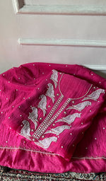 Load image into Gallery viewer, Chidiya Women's Lakhnavi Handcrafted Mul Chanderi Unstitched Chikankari Full Suit Material - HONC0330327