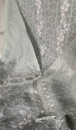 Load image into Gallery viewer, Eshani Women's Lucknowi Handcrafted Pure Organza Silk Chikankari Semi- stitched Anarkali Dupatta Set- HONC0362214