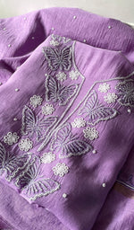 将图像加载到图库查看器中， Women's Lakhnavi Handcrafted Unstitchd Mul Chanderi Kurta And Dupatta Set - HONC0330025