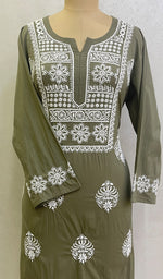 将图像加载到图库查看器中， Lucknowi Handcrafted Cotton Chikankari Kurti-HONC0148368
