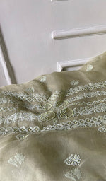 将图像加载到图库查看器中， Women's Lakhnavi Handcrafted Pure Organza Chikankari Unstitched Kurta And Dupatta Set- HONC0324983
