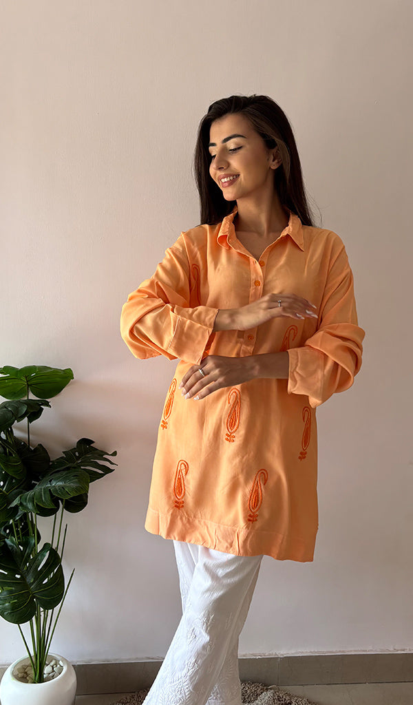 Women's Lakhnavi Handcrafted Cotton Chikankari Top - HONC0325794