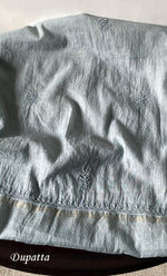 Load image into Gallery viewer, Women&#39;s Lakhnavi Handcrafted Mul Chanderi Semi - stitched Chikankari Full Suit Material - HONC0319558
