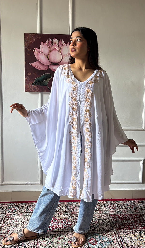 Women's Lucknowi Handcrafted Cotton Chikankari Kaftan - HONC0352340
