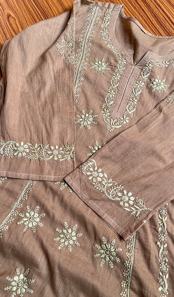 Women's Lucknowi Handcrafted  Cotton Chikankari Kurti - HONC0301083