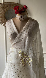 Load image into Gallery viewer, Women's Lakhnavi Handcrafted Bridal Pure Organza Silk Chikankari Lehenga Set - HONC0360858