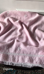 将图像加载到图库查看器中， Women's Lakhnavi Handcrafted Unstitched Mul Chanderi Kurta And Dupatta Set - HONC0329039