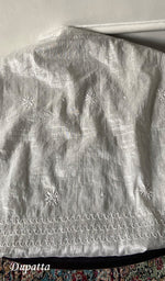 Load image into Gallery viewer, Women's Lakhnavi Handcrafted Tissue Chanderi Unstitched Chikankari Kurta And Dupatta Set - HONC0323645